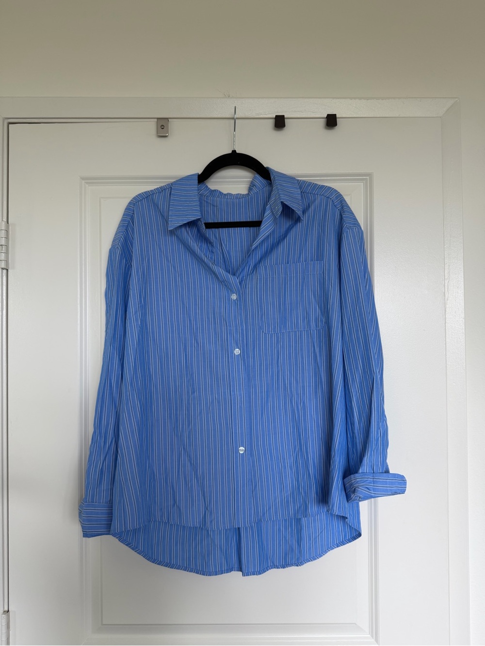 Blue Striped Button-Up Shirt